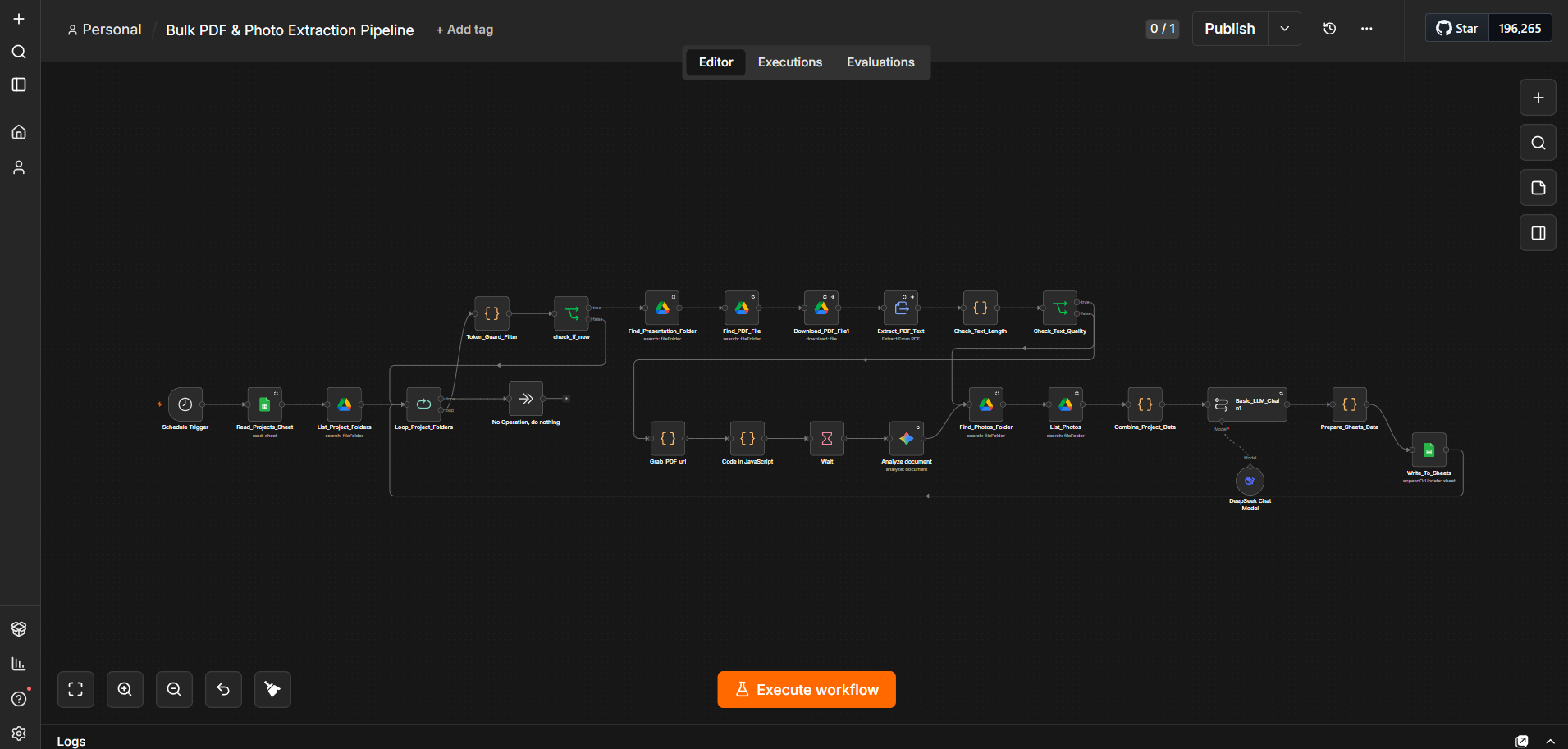 Bulk PDF & Photo Data Extraction workflow screenshot